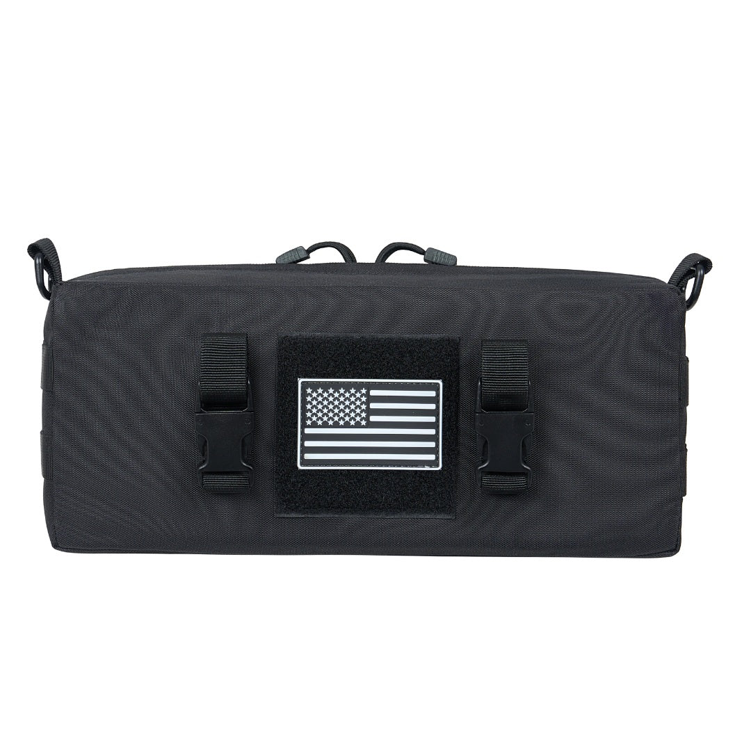 Black 3D Tactical Utility Pouch with American flag patch, Molle compatible accessory bag, adjustable and versatile design
