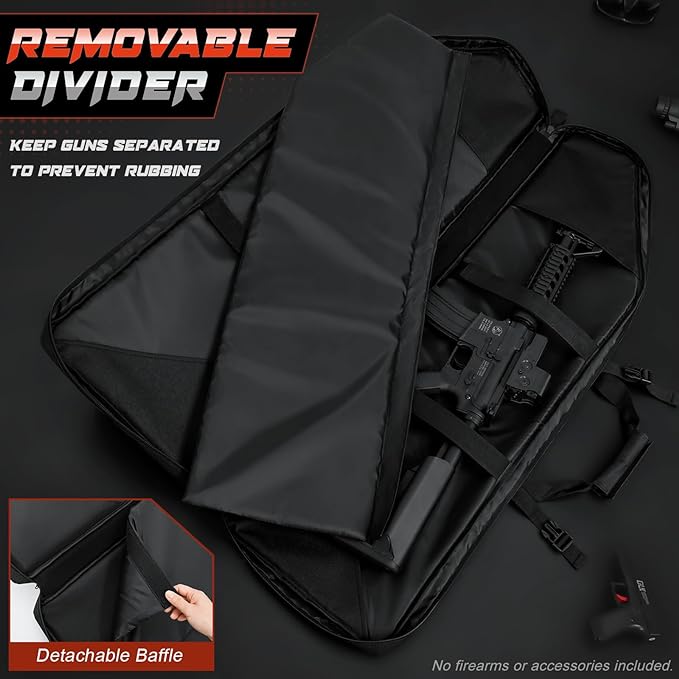 DULCE DOM Double Soft Gun Bag with Removable Divider, black. Prevents gun rubbing. Detachable Baffle.
