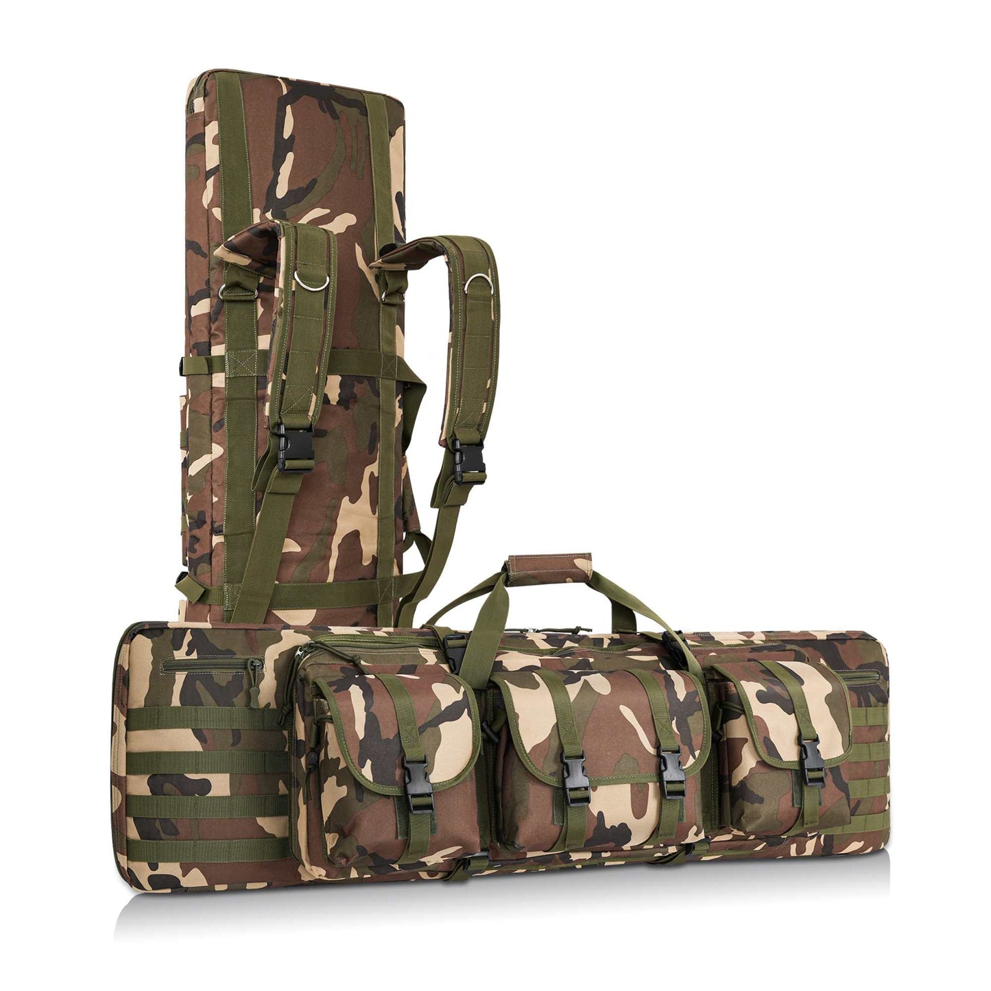 DULCE DOM Camo Long Gun Bag Set: Tactical Rifle Backpack with Accessory Pockets