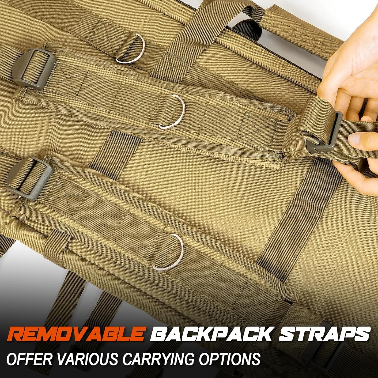 DULCE DOM Long Gun Bag with Removable Backpack Straps for Versatile Carrying Options.