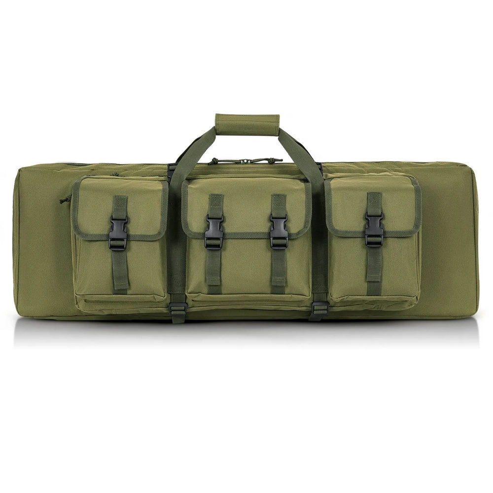 
                  
                    DULCE DOM Tactical Rifle Case in Khaki with multiple pockets and handle.
                  
                