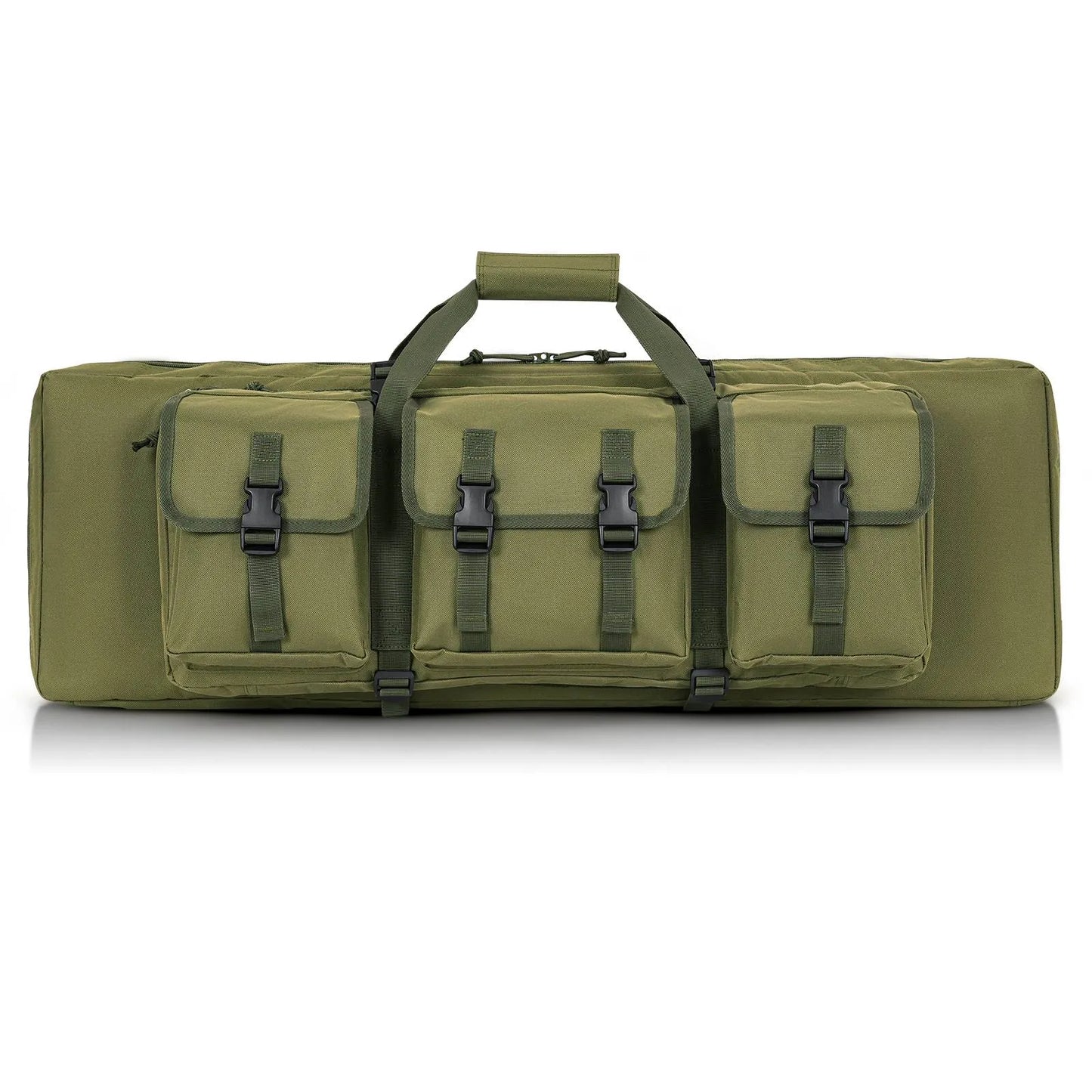 
                  
                    DULCE DOM Tactical Rifle Case in Khaki with multiple pockets and handle.
                  
                