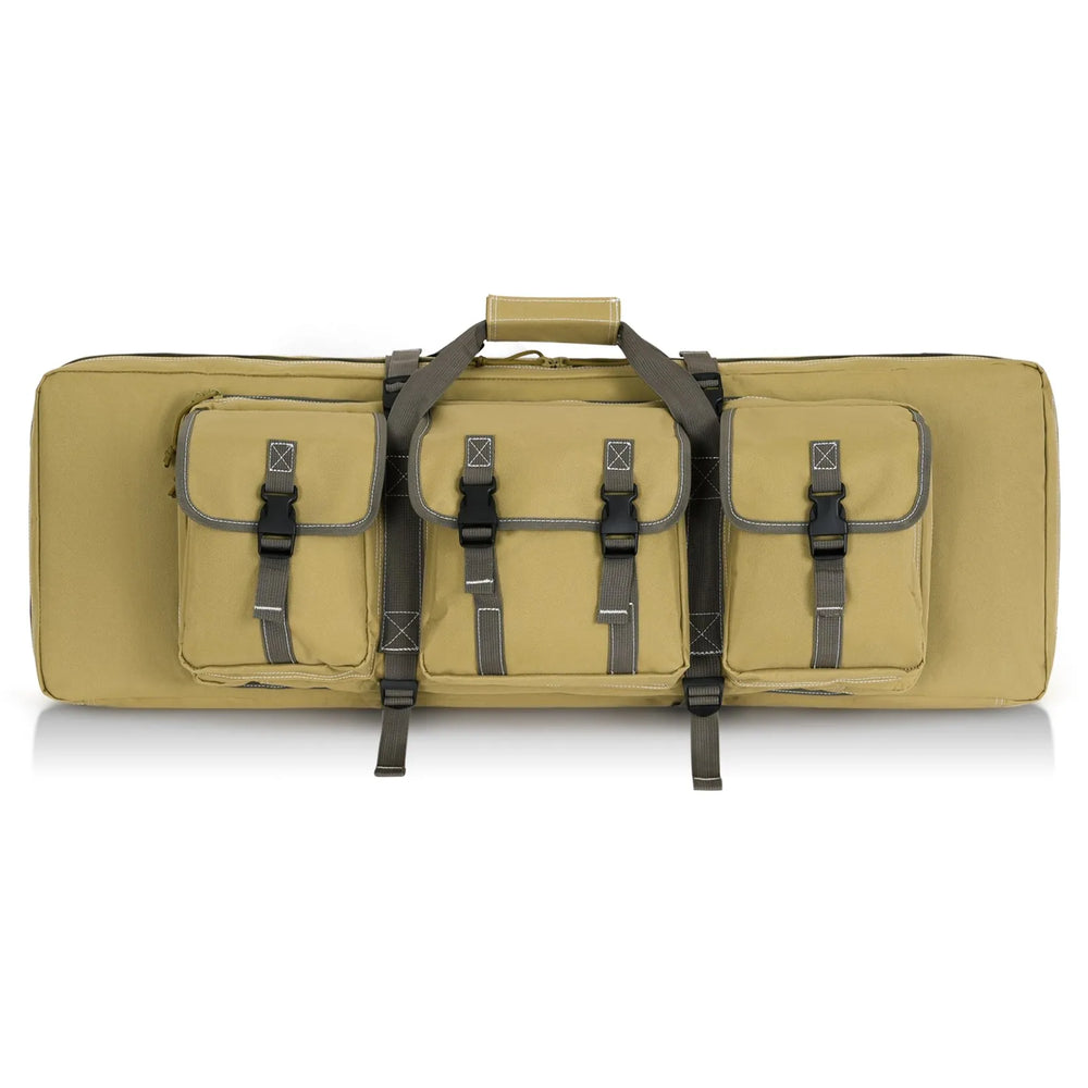 
                  
                    Khaki DULCE DOM Tactical Rifle Case: Durable Oxford fabric, 3 front pockets & carry handle for secure transport.
                  
                