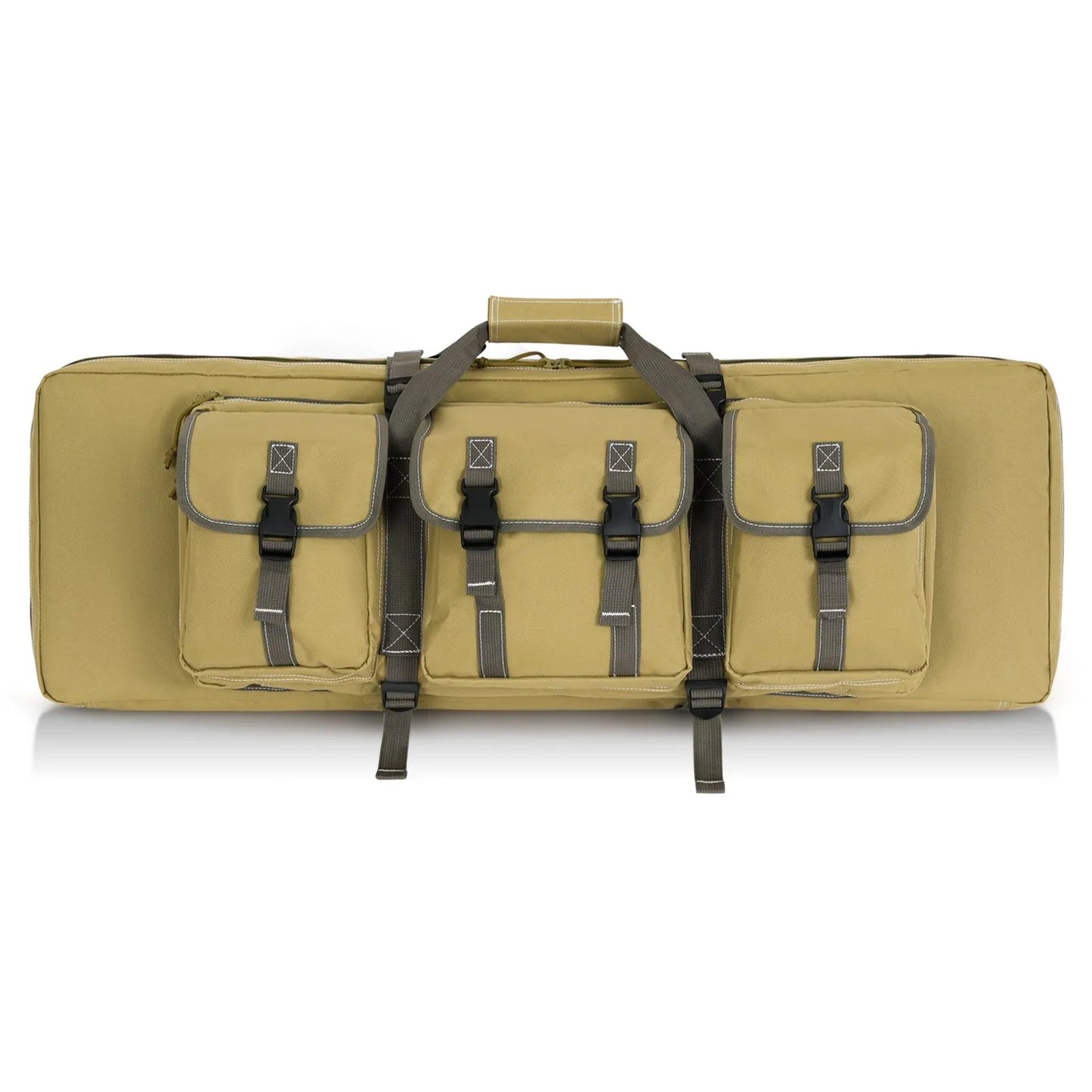 
                  
                    Khaki DULCE DOM Tactical Rifle Case: Durable Oxford fabric, 3 front pockets & carry handle for secure transport.
                  
                