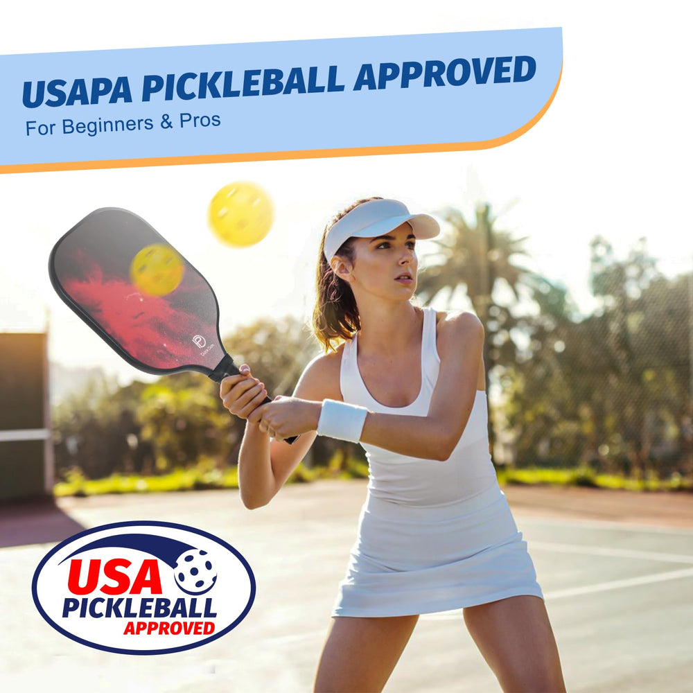 
                  
                    Player using USAPA approved DULCE DOM pickleball paddle on court.
                  
                
