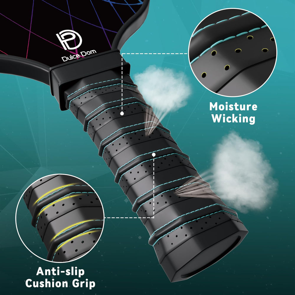
                  
                    DULCE DOM pickleball paddle grip with anti-slip and moisture-wicking design.
                  
                